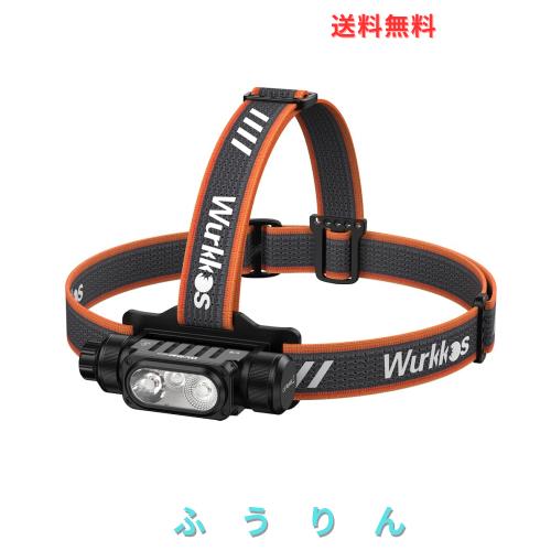 Wurkkos LEDヘッドランプ USB充電式 HD16 高輝度2500ルーメン強力ヘッドランプ 集光・散光切替,IP66防水 耐衝撃 防災 散歩 登山 アウトド