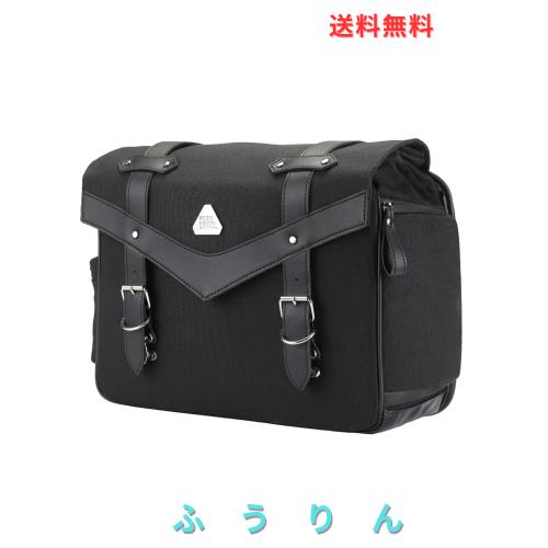 【父の日ギフト】KEMIMOTO バイク サイドバッグ 11L マフラー対応 バイク用 サドルバッグ 蝋引き帆布生地 最高の撥水性 バイクバッグ 耐