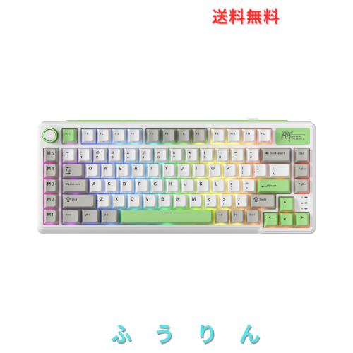 RK ROYAL KLUDGE L75 メカニカルキーボード、ガスケットアセンブリ、ボタン/マクロキー、タッチ可能ネームプレート、トライモードBT/2.4G