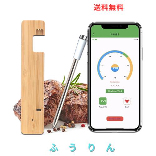 TEZILON スマート 肉温度計 料理 コードレス 通知アラート アプリ遠隔 304ステンレス鋼 セラミック耐熱プローブ 直火対応 IP68防水 充電