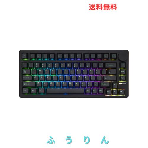 EPOMAKER QK81 75%ワイヤレスメカニカルゲーミングキーボード QMK/VIAプログラマブル ホットスワップ対応 金属ノブ付き81キー 2.4Ghz無線
