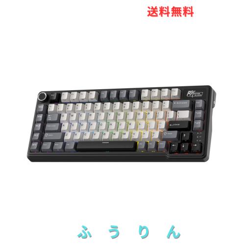 RK ROYAL KLUDGE L75 メカニカルキーボード、ガスケットアセンブリ、ボタン/マクロキー、タッチ可能ネームプレート、トライモードBT/2.4G