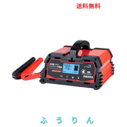 【JAF出動回避！】LVYUAN(リョクエン) 40A 全自動パルスバッテリー充電器 12V/24V鉛/12Vリン酸鉄バッテリー両用｜全自動 スマートチャー 12,874円
