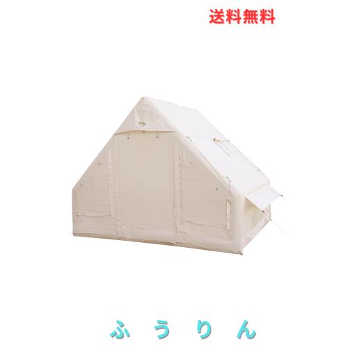 GOTENTIFY インフレータブルテント エアー アーミーグリーン 簡単組み立て ポリコットン素材 2~3人用 ロッジ 煙突穴付き 4シーズン ロッ