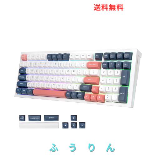 Redragon K723 ゲーミングキーボード ワイヤレス メカニカルキーボード 銀軸 96%コンパクト テンキー付き 英語配列 2.4GHz/BT/USB-C有線