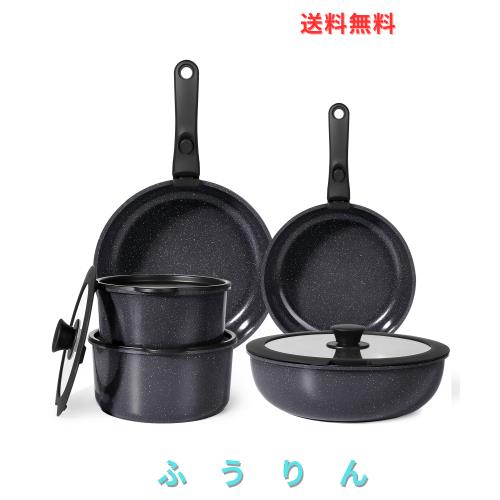 GiPP セラミックコーティング フライパン 鍋 セット 11点 IH・ガス火対応 フッ素不使用 体に害のない 焦げ付かない 取っ手が取れる お手