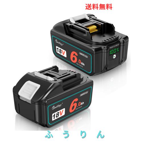 Waitley マキタ 互換バッテリー 18V BL1860 6.0Ah2個 過放電カットオフ＆多重保護回路 6000mAh大容量電池 BL1830 BL1840 BL1850対応 LED