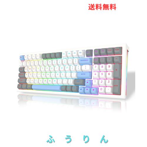 Redragon K723 ワイヤレス メカニカルキーボード 銀軸 ゲーミングキーボード 96%コンパクト テンキー付き 英語配列 ガスケットマウント