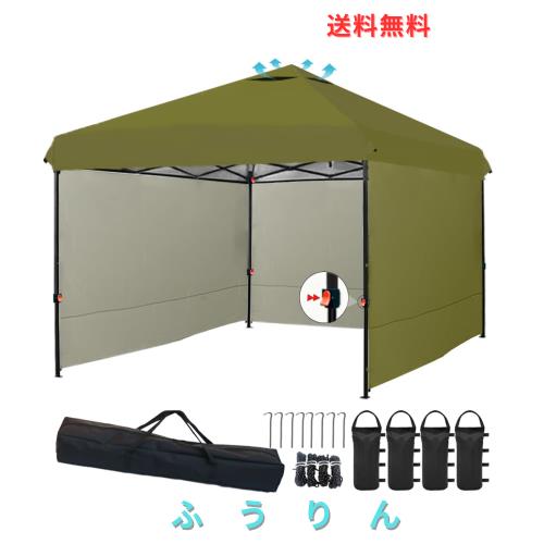ApeexCanopy タープテント 2.5m×2.5m 【専用横幕/サイドシート3枚付属】 風抜けベンチレーション 高耐水加工＆シルバーコーティング UV