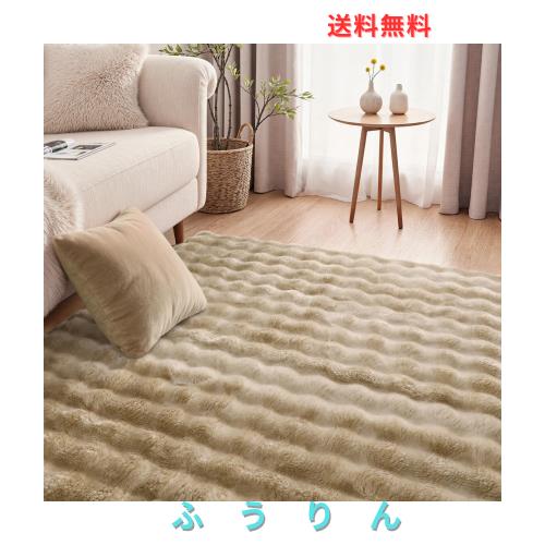 HAOCOO カーペット 約2畳 洗える ラグ 160х200cm ラビットファー調 厚手 シャギー ふわふわ 滑り止め 低反発 オールシーズン適用 北欧風