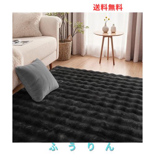 HAOCOO カーペット 約2畳 洗える ラグ 160х200cm ラビットファー調 厚手 シャギー ふわふわ 滑り止め 低反発 オールシーズン適用 北欧風