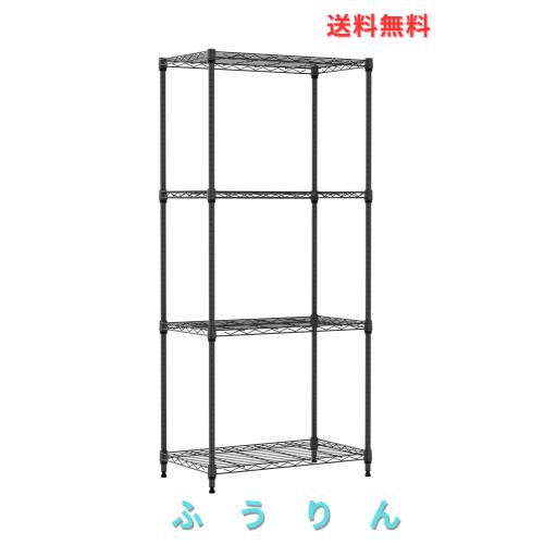 IZEUK スチールラック 4段 高さ伸縮メッシュ 収納棚 防錆加工 パイプ棚 スリム ポール径19.1mm パーツ対応 全体耐荷重390kg 幅60cm×奥行