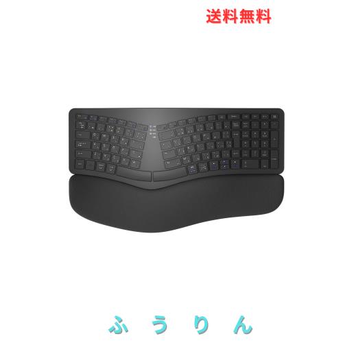 Ewin エルゴノミクス キーボード Bluetooth JIS配列 疲れにくい 2.4G+Bluetooth両対応 ワイヤレスキーボード 無線 テンキー付き フルサイ
