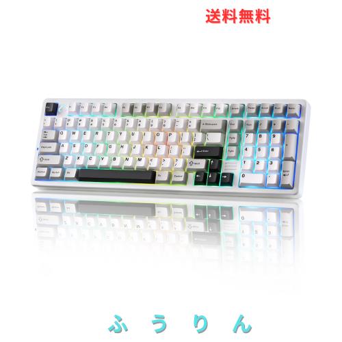 YUNZII AL98 QMK/VIA ワイヤレス メカニカルゲーミングキーボード フルアルミニウム筐体 BT/2.4G/USB-C接続対応 プレルーブ済み ホットス