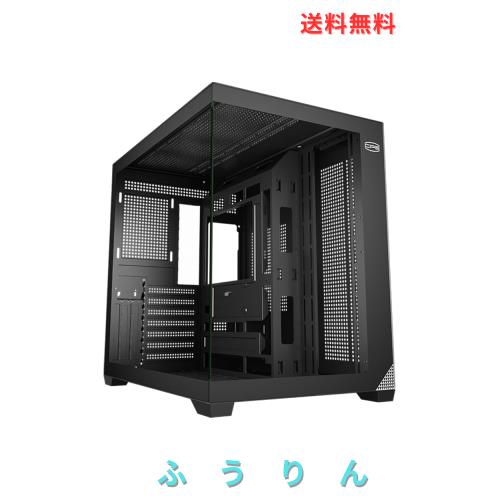 PCCOOLER CPS C3 T700 PCケース、デュアルチャンバーミドルタワーATXケース、高エアフロー設計、BTFマザーボード対応、強化ガラスフロン