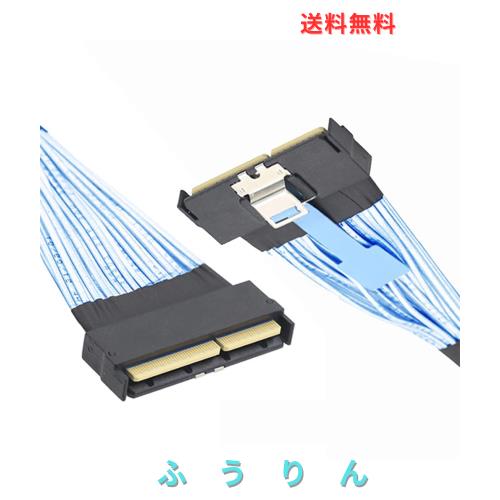 Xiwai PCI-E 5.0 MCIO 16x ケーブル Mini Cool Edge IO STR PCI-E 124ピン オス - MCIO 124ピン オス 延長コード 50cm プルタブ付き