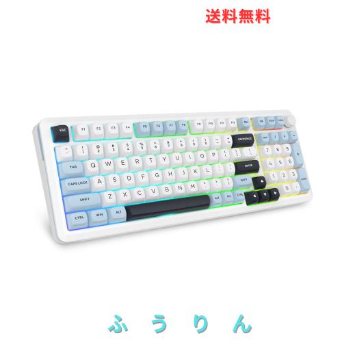e元素 Z-98ワイヤレスメカニカルキーボード BT/有線/2.4G 3つ接続対応 テンキー付き98キー 銀軸 クリーミーな音質 テンキー付き ガスケッ