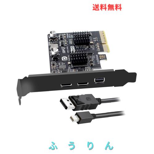 CY PCI-E Express 4x ＆ Mini Displayport 1.4 入力からデュアル 10Gbps USB 3.1 Type-C USB-C ＆ 4K 60hz 出力デスクトップ グラフィック