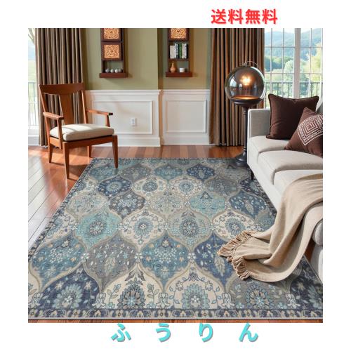 HAOCOO カーペット ラグ 2畳 洗える 185×185cm 正方形 ホットカーペット対応 絨毯 モロッコ柄 ラグマット ふわふわ オールシーズン適用