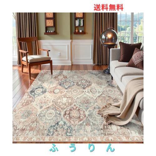 HAOCOO カーペット ラグ 2畳 洗える 185×185cm 正方形 ホットカーペット対応 絨毯 モロッコ柄 ラグマット ふわふわ ホットカーペット対