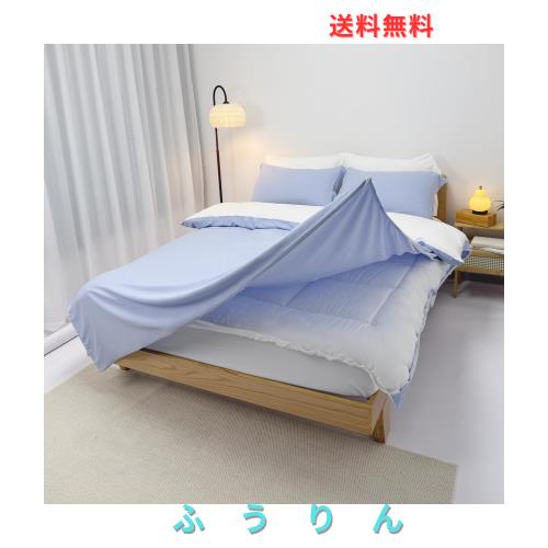 【1分で布団カバー交換完了】 3ステップでストレスフリーな掛け布団カバー 210*210cm 「2026年 肌触りの良い洗いざらしの綿 ダスティブル