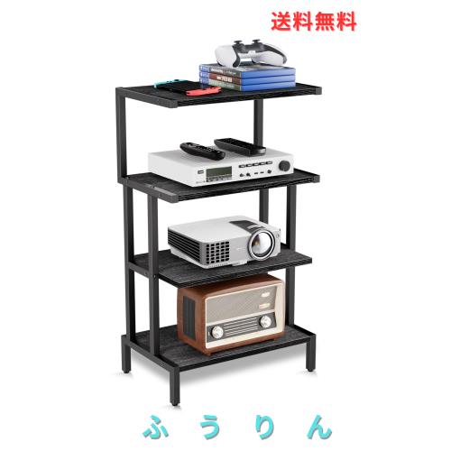 Aquzee 4段ゲーム収納ラック、高さ78cm x 奥行き27.94cm x 幅44.70cm オーディオラック、木製＆金属製小さなスペース用ゲーム機収納、耐久 6,934円