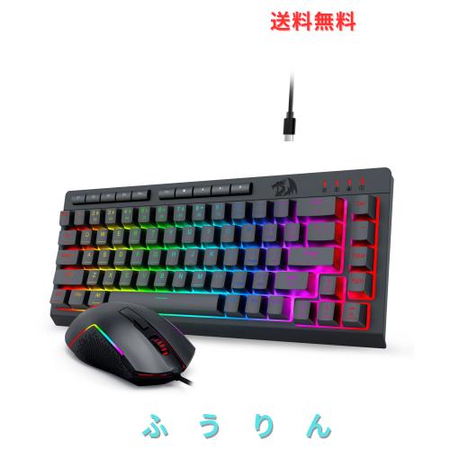 Redragon 有線 ゲーミングキーボード マウスセット 60% テンキーレス 英語配列 静音 メンブレンキーボード 8000DPI 1000Hz 光学ゲーミン