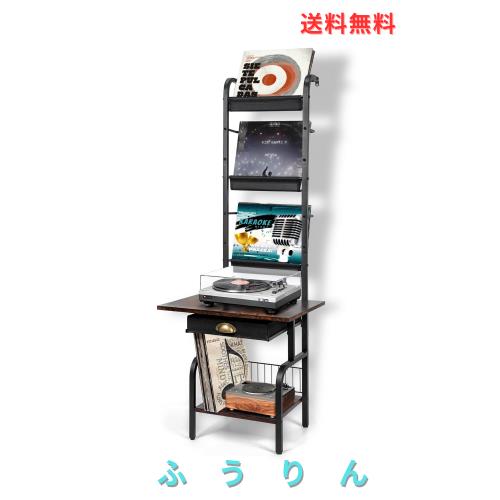 カンビート レコードラック レコード棚 レコード収納ラック 5段 レコードプレーヤースタンド 大容量 おしゃれ 炭素鋼 パーティクルボード