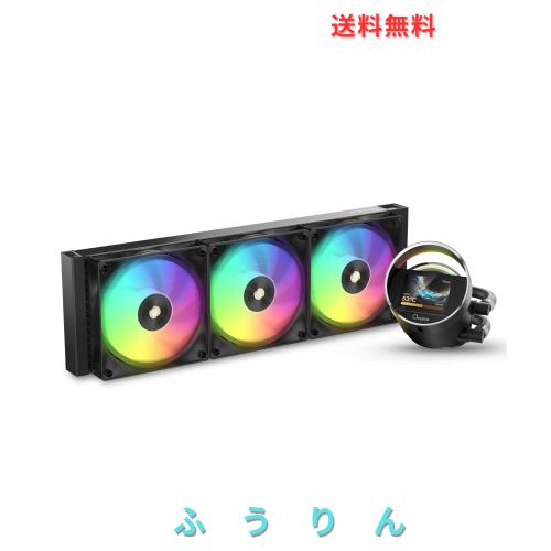 Sigma L36 BK ARGB 簡易水冷 360mm CPUクーラー、2.4インチLCD画面、320×240px、水冷式で新鮮な外観デザイン、高性能静音ファン、TDP 30