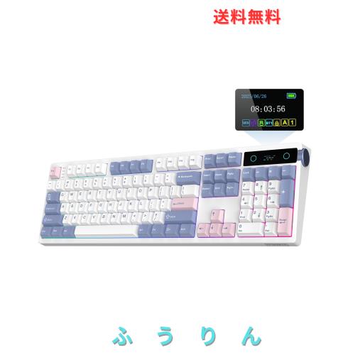 EPOMAKER TH108 PRO フルサイズメカニカルキーボード 画面 ノブ付き ワイヤレスゲーミングキーボード クリーミーガスケット 10000mAh内蔵