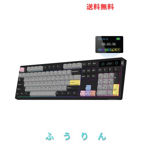 EPOMAKER TH108 PRO フルサイズメカニカルキーボード 画面 ノブ付き ワイヤレスゲーミングキーボード クリーミーガスケット 10000mAh内蔵