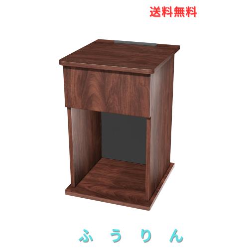 HANYEEナイトテーブル サイドテーブル 引き出し ゴート穴 三口コンセント 幅30cm ベッドサイド ソファーの横 オープンラック A4収納 幅34