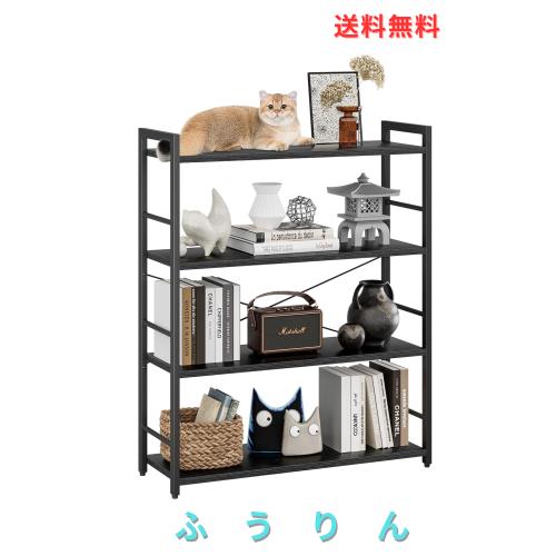 kukeimaru オープンシェルフ ラック 棚 4段 ワイド 大容量収納 本棚 キッチンラック 組立簡単 調整脚付き 幅80cm×奥行30cm×高さ109cm