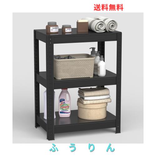 Polyidea スチールラック 3段 幅60 奥行40 高さ81 大容量 キッチンラック 家電収納棚 ヘビーデューティ メタルラック本体 組立簡単 ネジ