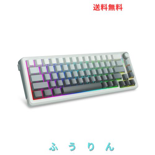 e元素 Z-68 ワイヤレス メカニカル キーボード 銀軸 英語配列 68キー ゲーミング キーボード 3モード接続 (BT/2.4GHz / 有線) 60%コンパ