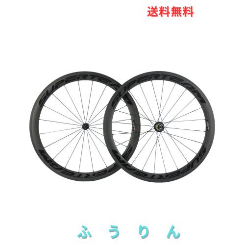 Superteamカーボンホイール50mmクリンチャー700cバイクホイール1ペア (透明な)