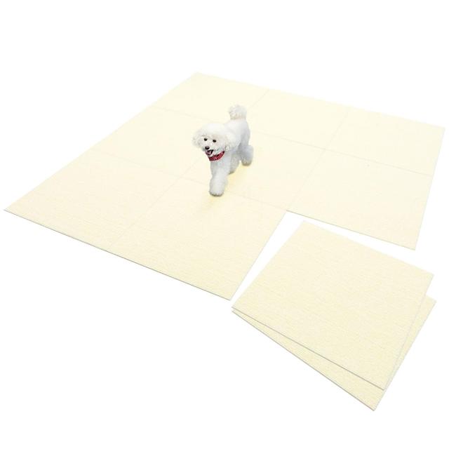 【日本製 撥水 消臭 洗える】サンコー ずれない ジョイントマット 大判 45×45cm アイボリー 10枚 カーペットタイプ おくだけ吸着 タイル