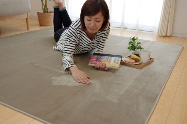 イケヒコ ラグ カーペット 4畳 無地 ピオニー 約200×300cm ベージュ 洗える 抗菌 防臭 無地 #9810252