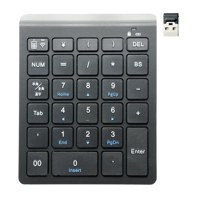 ミヨシ MCO Windows用 ワイヤレステンキー 2.4GHz接続 5列・28キー アイソレーション式 ブラック TEN24G01/BK
