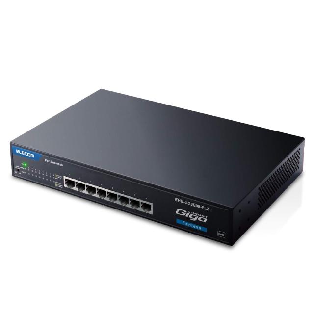 エレコム スイッチングハブ 8ポート 金属筺体 PoE 静音ファンレス EHB
