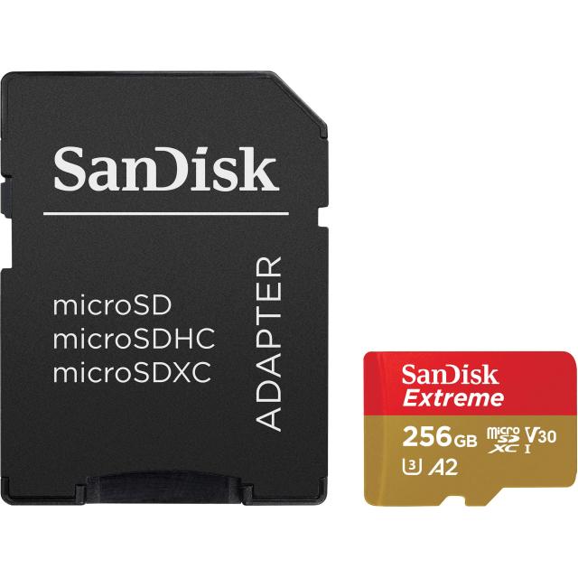 マイクロSD 256GB サンディスク Extreme microSDXC A2 SDSQXA1-256G 海外パッケージ品