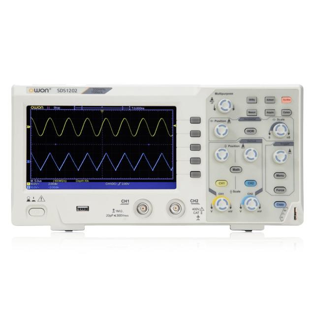 OWON SDS1202 オシロスコープ 薄型 軽量 2チャンネル 1Gs/s 200MHz 帯域【国内正規品】【3年保証】【日本語取扱説明書対応】