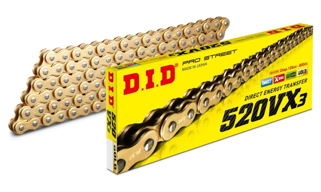 D.I.D(大同工業)バイク用チェーン カシメジョイント付属 520VX3-120ZB G＆G(ゴールド) X-リング 二輪 オートバイ用 321716