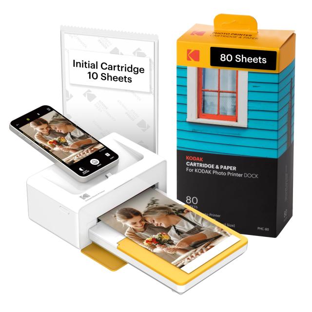 コダック KODAK Dock Plus 4PASS インスタントプリンター(10x15cm)+90枚バンドル(プリンター本体10枚入り+80枚)