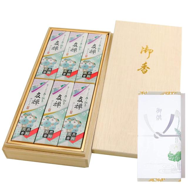 【 包装 蓮のし付き 】梅薫堂 匠の調香友禅6箱入【桐箱】/「甘く多彩に変化する香り、白檀基調のお線香。至高のひとときを贈る高級ギフト