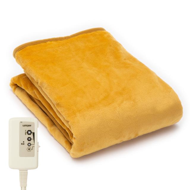 ライフジョイ 電気ひざ掛け イエロー 140cm×80cm 電気毛布 洗える 両面フランネル ブランケット ふわふわ あったか JPN141YFZ