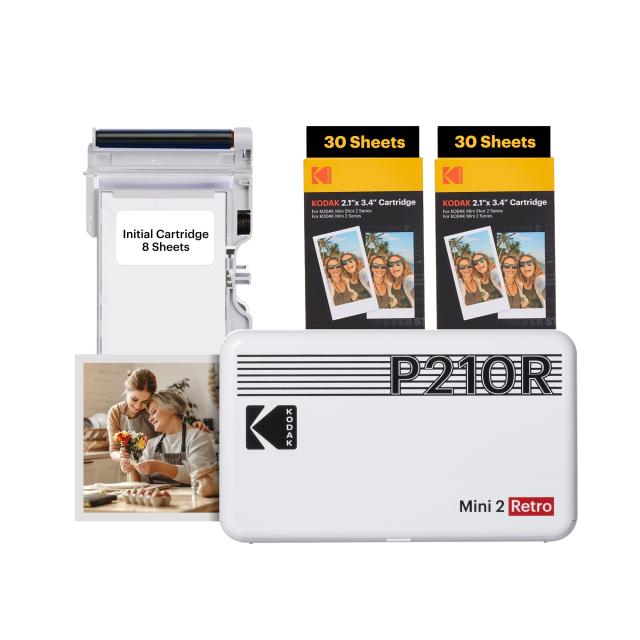 コダックKodak Mini 2 レトロ 4PASS スマホプリンター／インスタントプリンター／チェキプリンター(5.3ｘ8.6cm)+プリンター本体8枚入り+6