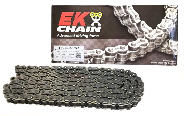 EK(イーケー) QXリングシールチェーン 428SR-X2 シルバー 128L 【セミプレスクリップジョイント】
