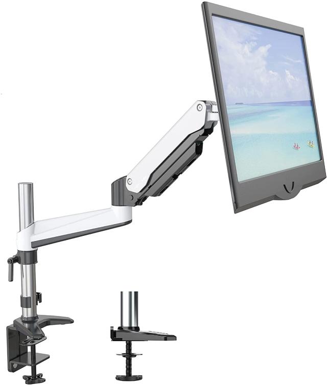 SHOPPINGALL 【一流メーカー以上のコスパ 大企業導入】 カナダ モニターアーム シングル アーム長さ調節機能 ガス スプリング 32インチ対