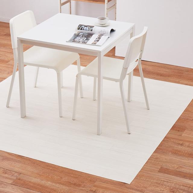 萩原 クッションフロア ダイニングラグ ダイニングマット (約182×260cm,木目クリーム) 水拭きできる 防炎 滑り止めシール付き カットOK